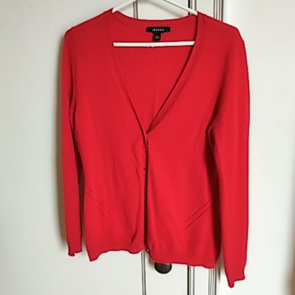 Jessica Sweaters - Cashmere cardigan, cherry red, size m/10